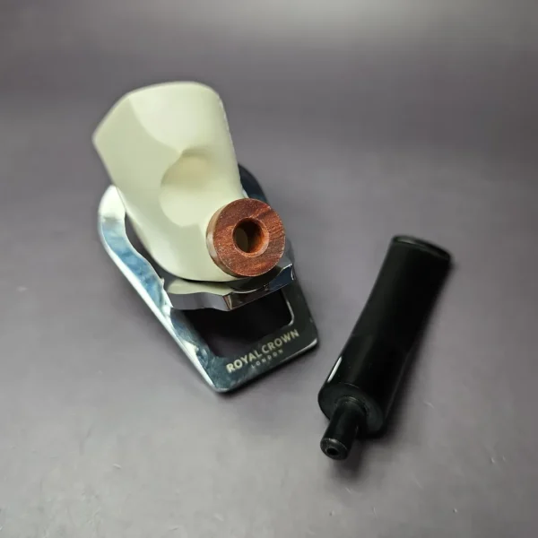 MBSD Meerschaum Deluxe Asymmetric Fish Block Meerschaum Pipe, Briar-Mortise, New - Image 10