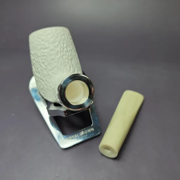MBSD Meerschaum Silver Reverse Calabash Billiard Block Meerschaum Pipe, New - Image 11