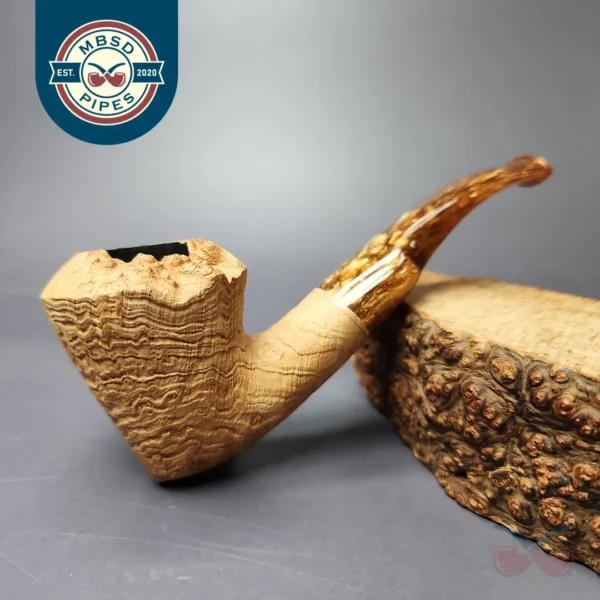 Reum Pipes Natural Sandblasted Dublin w/ Resin Stem Briar Pipe, New