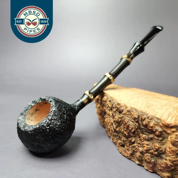 C-Pipe Sandblasted Prince w/ Bamboo Handmade Briar Pipe, New