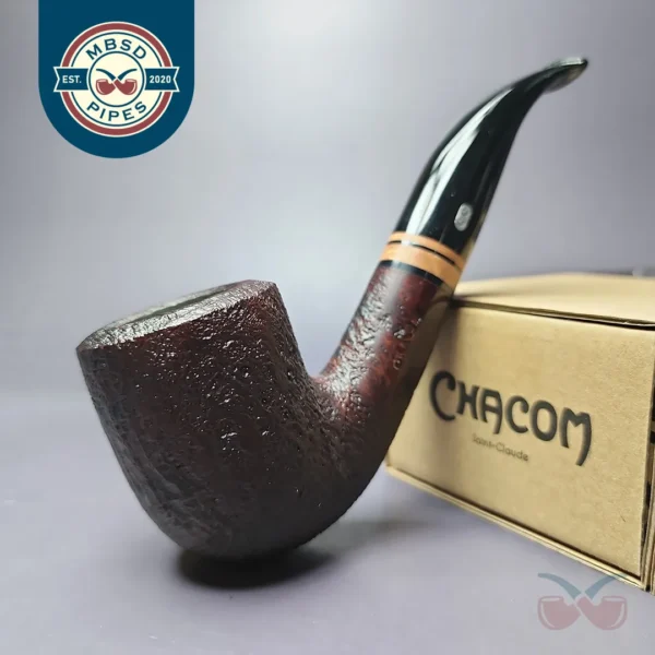 Chacom Erica 1205 Sandblasted Bent Billiard Estate Briar Pipe, Unsmoked