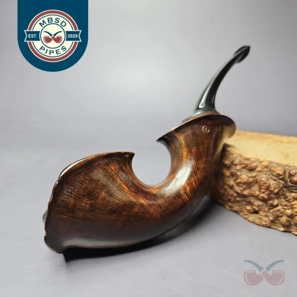 HS Studio Smooth Reverse Calabash Horn Estate Briar Pipe, Unsmoked