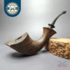 HS Studio Magnum Sandblasted Asymmetric Horn Estate Briar Pipe, Unsmoked