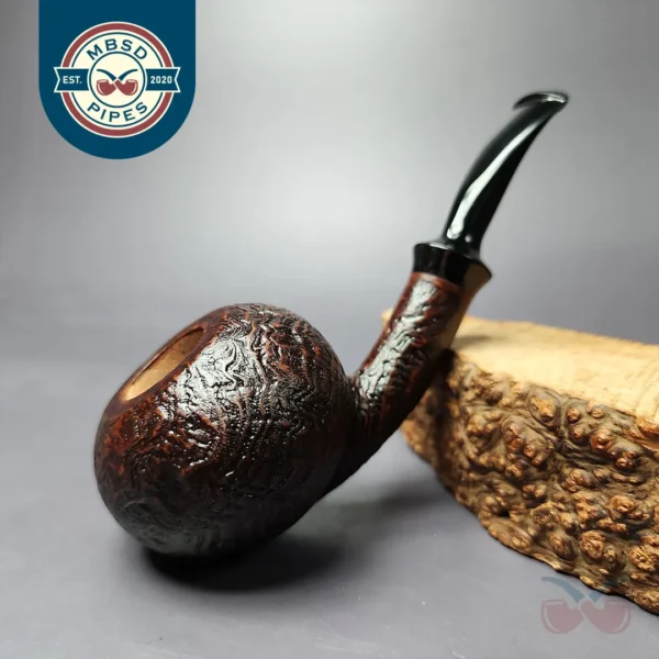 Mina Pipes Sandblasted Squat Tomato Estate Briar Pipe, Unsmoked