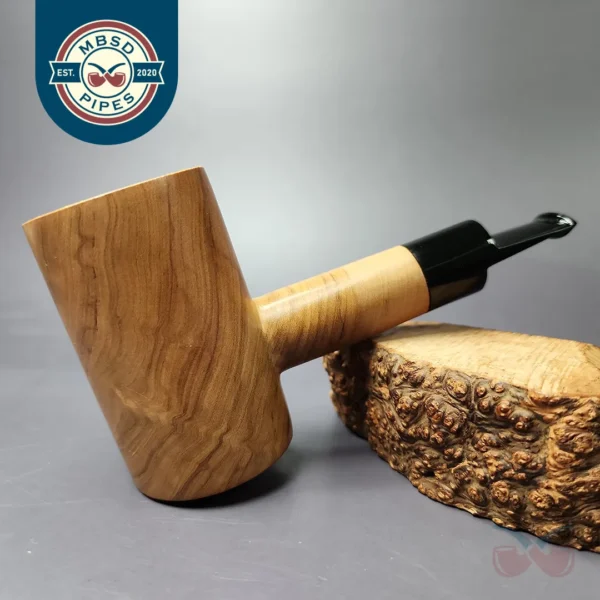 Mario Grandi XL Smooth Poker Estate Olive Wood Pipe, Italian Estates