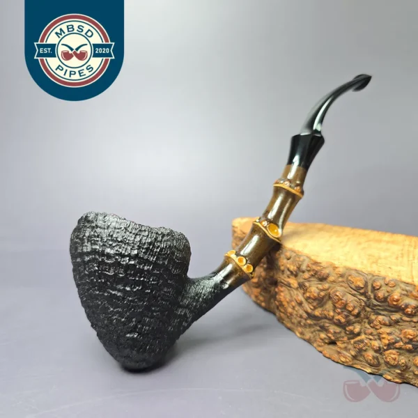 Chris Asteriou 2018 Sandblasted Peewit w/ Bamboo Estate Briar Pipe, Unsmoked