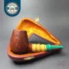 SU Pipes Sandblasted Brandy w/ Buddha Belly Bamboo Handmade Sandblasted Briar Pipe, New