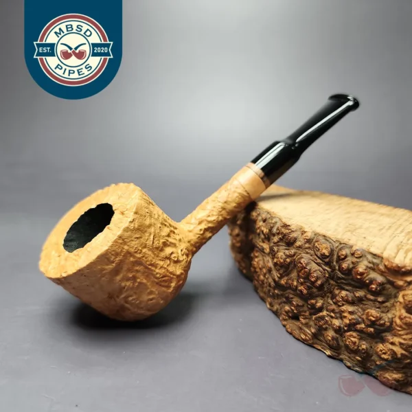 Proxima by Piero Vitale Natural Sandblasted Pot w/Zebrawood Briar Pipe, New