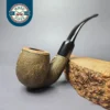 Savinelli Grand Prix Leather Covered Bent Billiard Estate Briar Pipe, Italian Estates