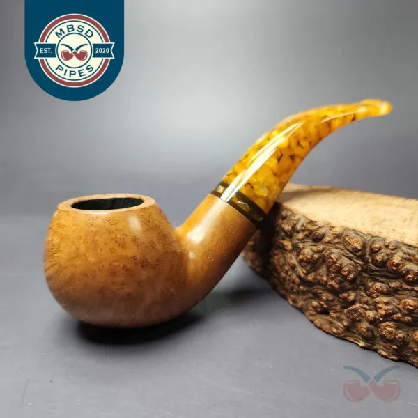 Savinelli Miele 642 Smooth Bent Apple Estate Briar Pipe, Italian Estates, 6mm
