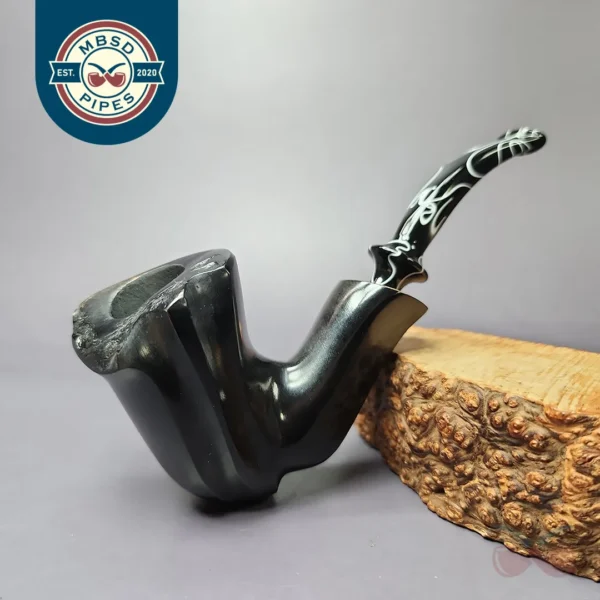 Nording Black Smooth Freehand Estate Briar Pipe, Unsmoked