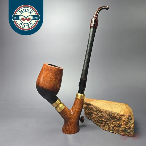 Moonlight Pipes "Neo-Tyrolean" Cavalier w/Brass Handmade Briar Pipe, New