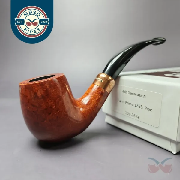 4th Generation (by Ascorti) Forza Fiano Prima 1855 Smooth Bent Billiard Estate Briar Pipe, Unsmoked