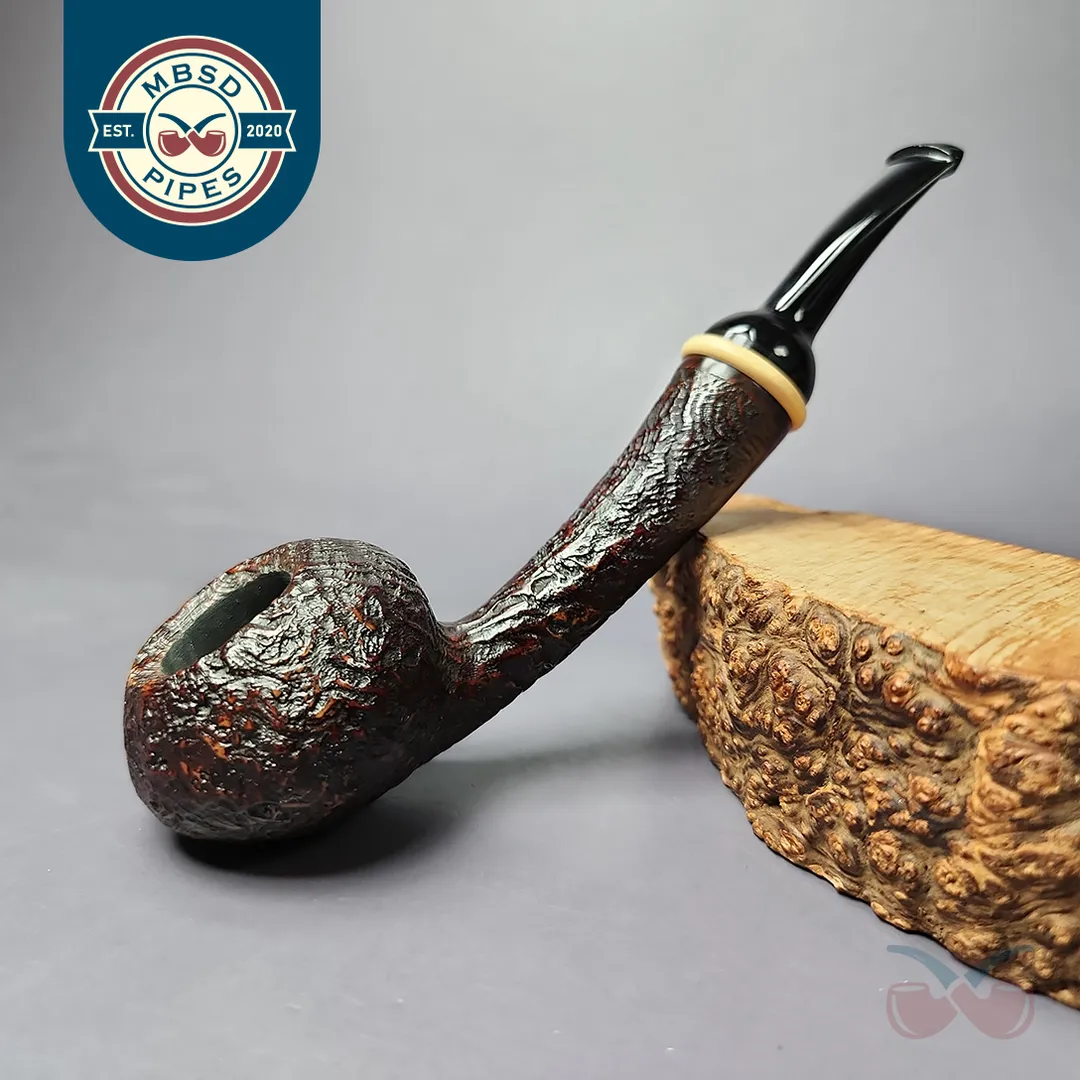 HS Studio Sandblasted Long Shank Acorn w/ Boxwood Estate Briar Pipe, Unsmoked