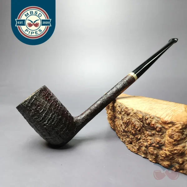 C-Pipe XL Sandblasted Pencil Shank Stack w/ Brass Handmade Briar Pipe, New
