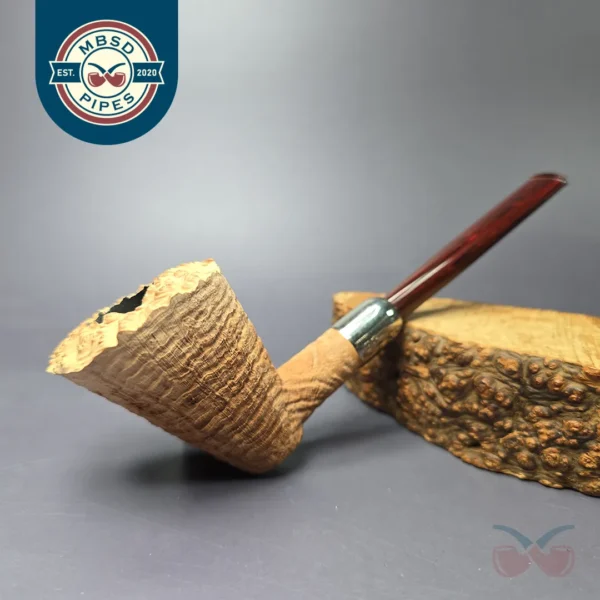 Pipe Tristan XL Natural Sandblast Dublin Sitter w/ Silver Handmade Briar Pipe, New