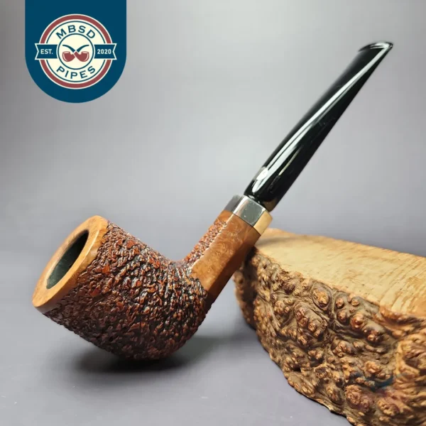 Mastro de Paja 0B Rusticated Billiard w/ Silver Estate Briar Pipe, Italian Estates