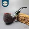 Brebbia First Sabbiata 6013 Sandblasted Bent Billiard w/ Silver Estate Briar Pipe, Italian Estates