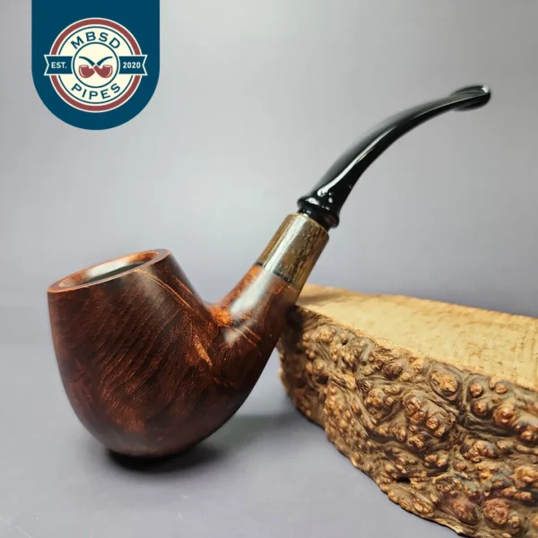MBSD Briars by Piero Vitale Smooth Brandy w/ Zebrawood Briar Pipe, New