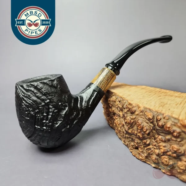 MBSD Briars by Piero Vitale Sandblasted Brandy w/ Zebrawood Briar Pipe, New