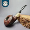 HS Studio Sandblasted Squat Rhodesian w/ Horn Estate Briar Pipe, Unsmoked