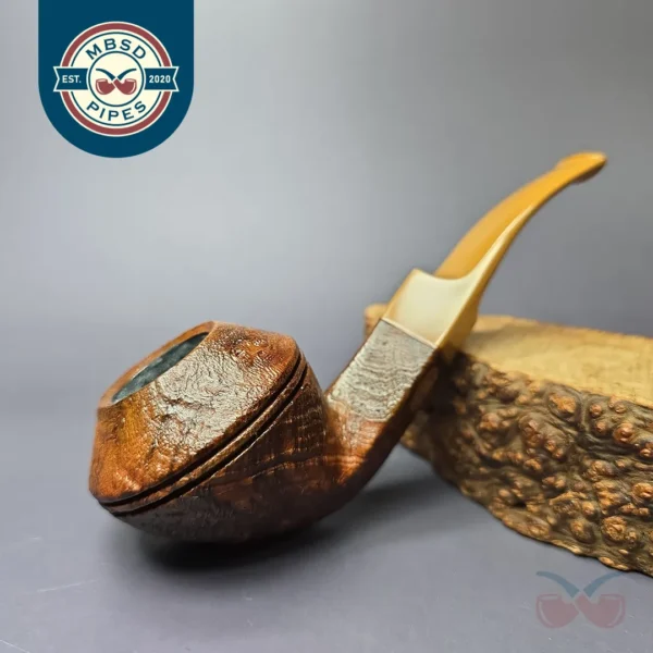 RD Pipes by Ron Powell Contast Sandblasted Bulldog Briar Pipe, New