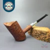 RD Pipes by Ron Powell XL Sandblasted Silver Spigot Poker Strawberry Briar Pipe, New