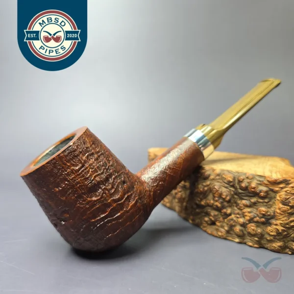 RD Pipes by Ron Powell Sandblasted Brandy w/ Silver Briar Pipe, New