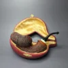 SU Pipes Denim Rusticated Mushroom w/ Ivorite & Case Handmade Briar Pipe, New - Image 2
