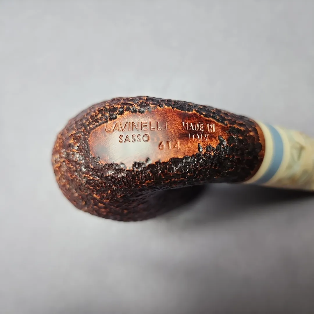 Savinelli Sasso 614 Rusticated Oom Paul Briar Pipe, New, 6mm - Image 2