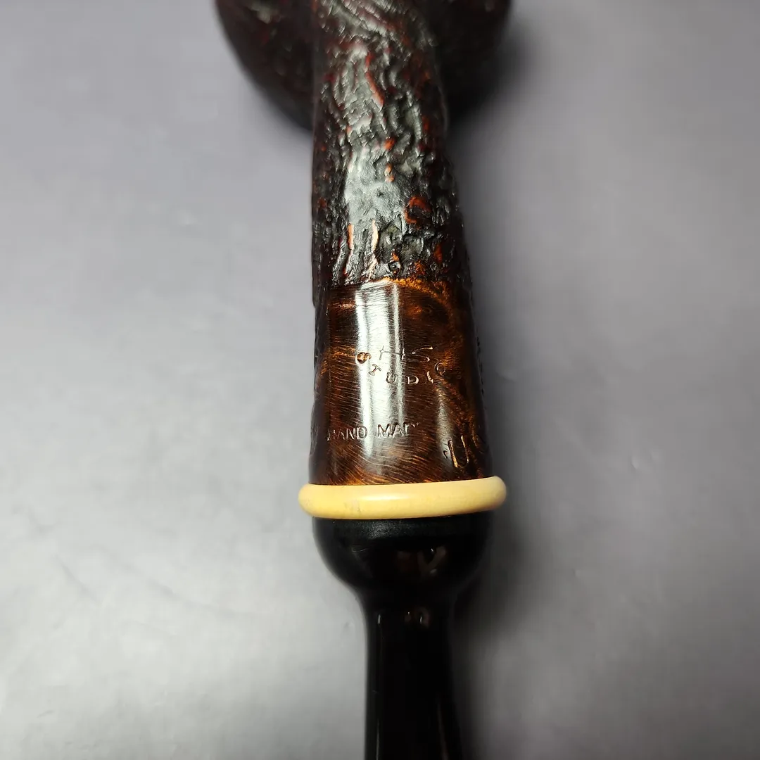 HS Studio Sandblasted Long Shank Acorn w/ Boxwood Estate Briar Pipe, Unsmoked - Image 2
