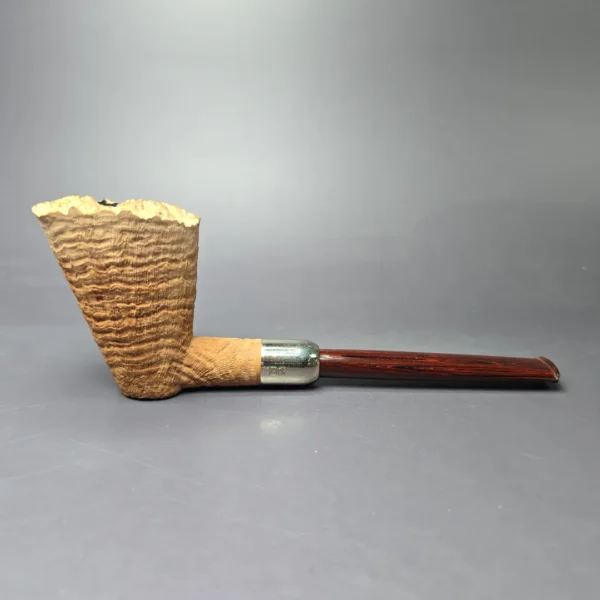 Pipe Tristan XL Natural Sandblast Dublin Sitter w/ Silver Handmade Briar Pipe, New - Image 2