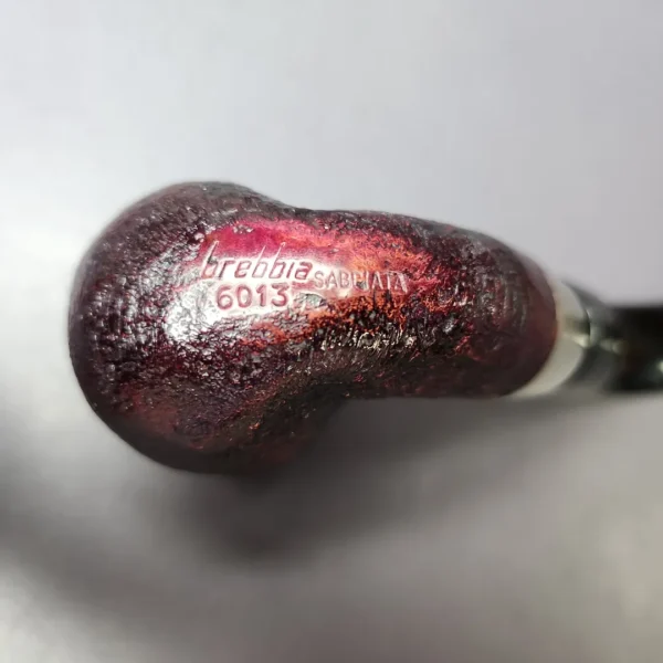 Brebbia First Sabbiata 6013 Sandblasted Bent Billiard w/ Silver Estate Briar Pipe, Italian Estates - Image 2