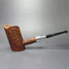 RD Pipes by Ron Powell XL Sandblasted Silver Spigot Poker Strawberry Briar Pipe, New - Image 2