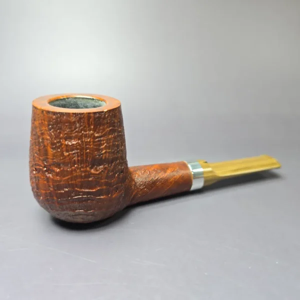 RD Pipes by Ron Powell Sandblasted Brandy w/ Silver Briar Pipe, New - Image 2