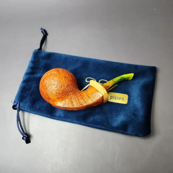 Mina Pipes Sandblasted Danish Apple w/ Olivewood Estate Briar Pipe, Unsmoked - Image 2