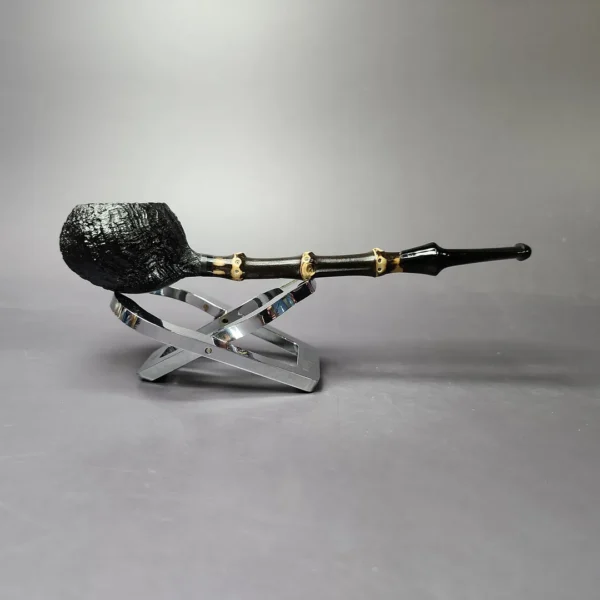 C-Pipe Sandblasted Prince w/ Bamboo Handmade Briar Pipe, New - Image 3