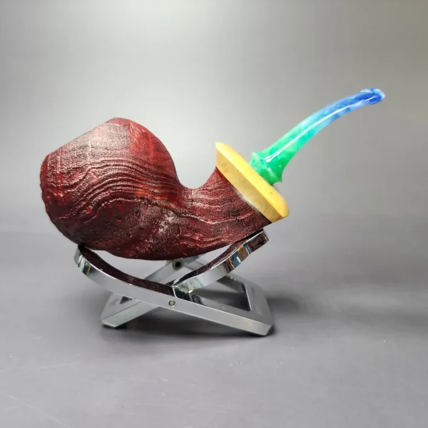 Mina Pipes Sandblasted Danish Apple w/ Olivewood Estate Briar Pipe, Unsmoked - Image 3