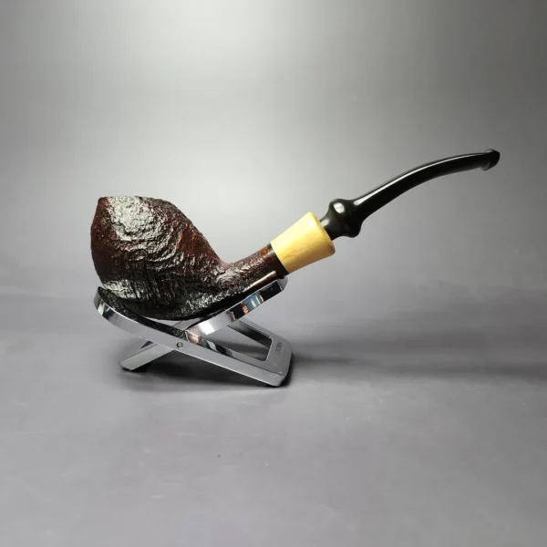HS Studio Sandblasted Egg w/Boxwood Estate Briar Pipe, Unsmoked - Image 3