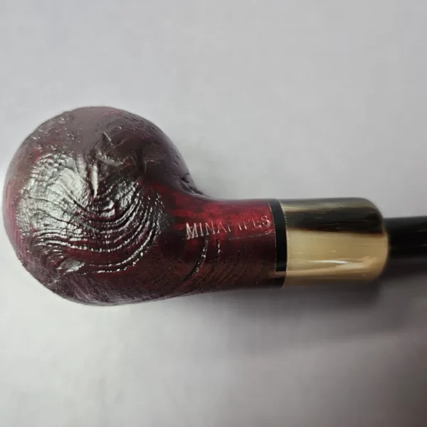 Mina Pipes Sandblasted Belge w/ Horn Estate Briar Pipe, Unsmoked - Image 3
