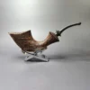 HS Studio Magnum Sandblasted Asymmetric Horn Estate Briar Pipe, Unsmoked - Image 3