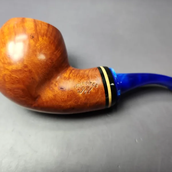 Mina Pipes Smooth Reverse Calabash Apple w/Boxwood Estate Briar Pipe, Unsmoked - Image 3