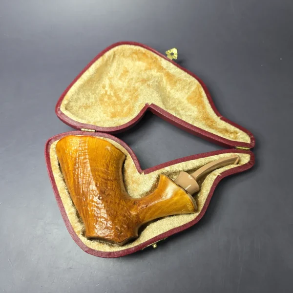 SU Pipes Golden Sandblasted Freehand Handmade Sandblasted Briar Pipe, New - Image 3