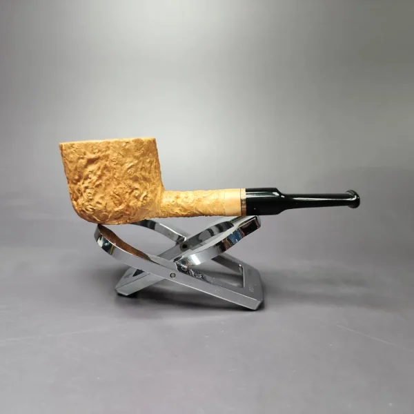 Proxima by Piero Vitale Natural Sandblasted Pot w/Zebrawood Briar Pipe, New - Image 3