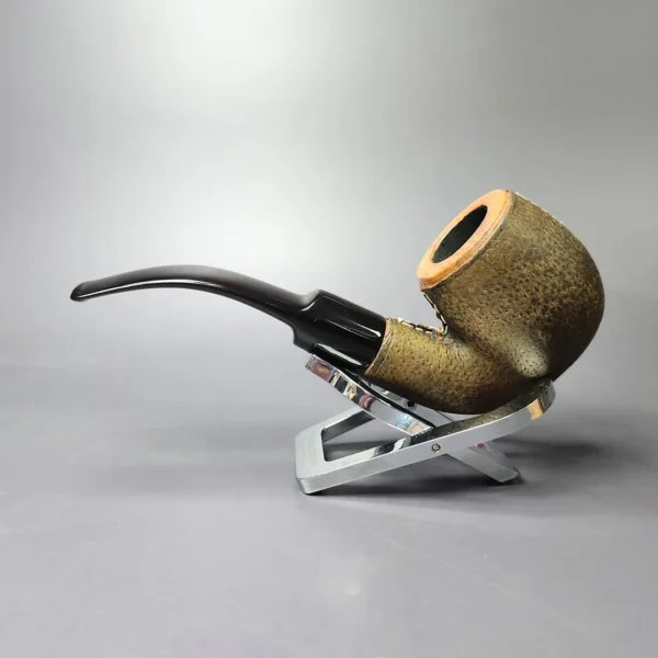 Savinelli Grand Prix Leather Covered Bent Billiard Estate Briar Pipe, Italian Estates - Image 3