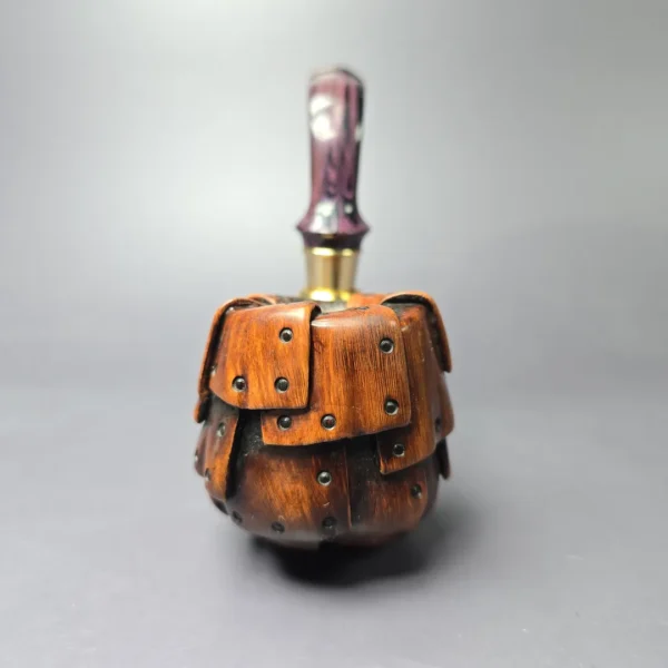 Moonlight Pipes “Steampunk” Oom Paul Sitter w/Brass Handmade Briar Pipe, New - Image 3