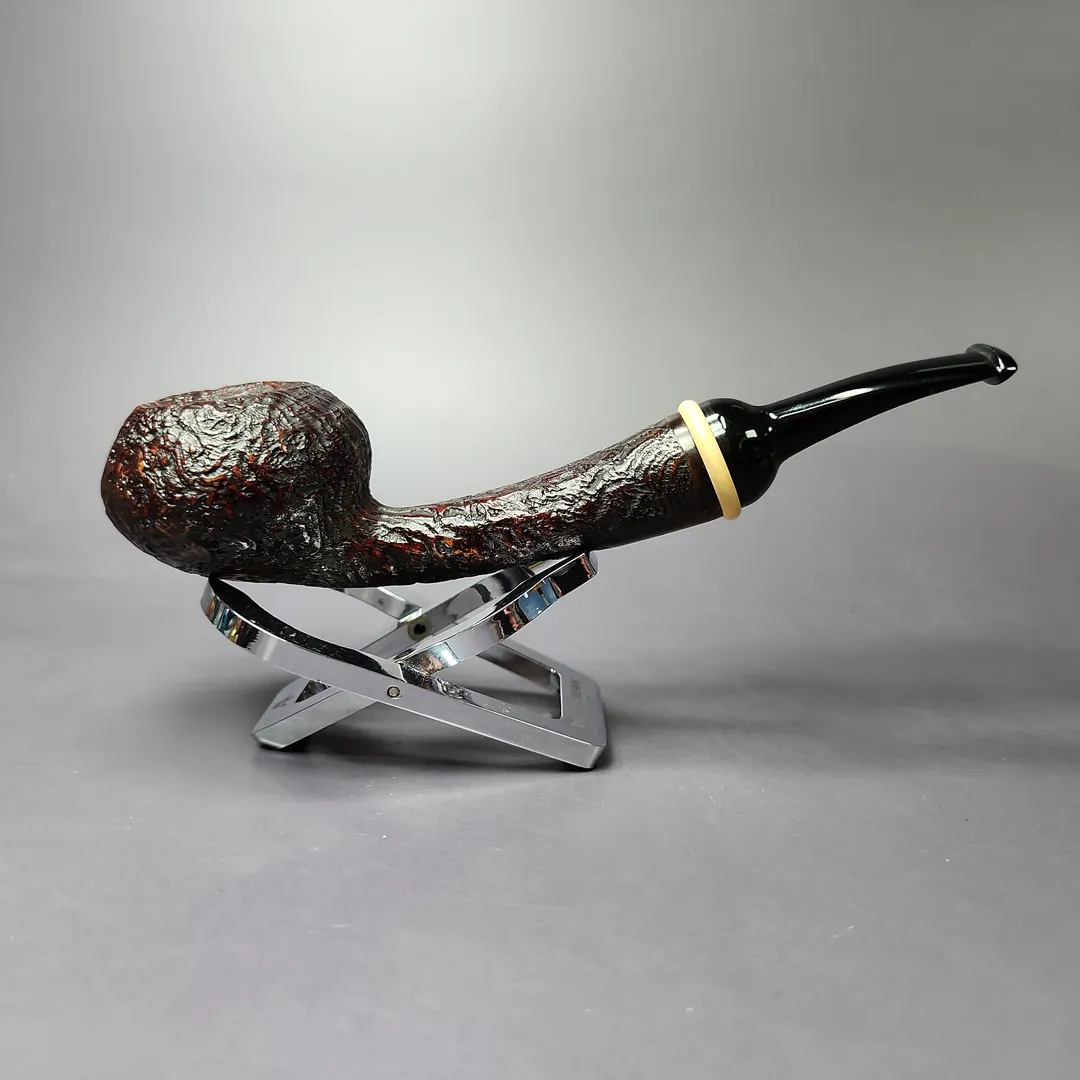 HS Studio Sandblasted Long Shank Acorn w/ Boxwood Estate Briar Pipe, Unsmoked - Image 3