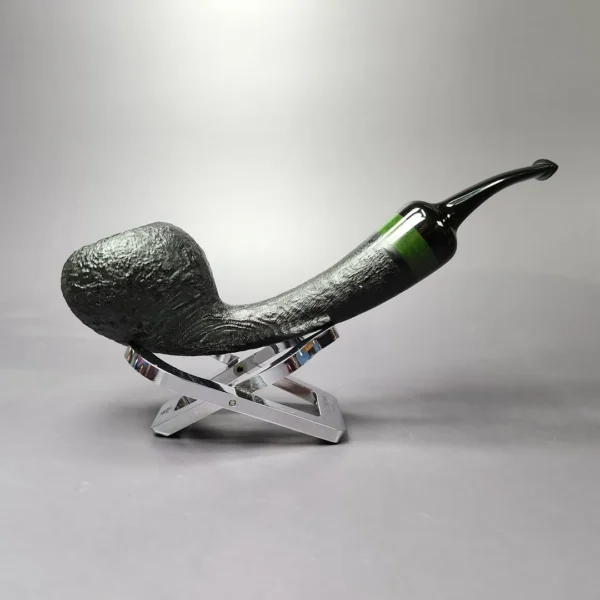 HS Studio Sandblasted Long Shank Acorn w/ Ebonite Estate Briar Pipe, Unsmoked - Image 3