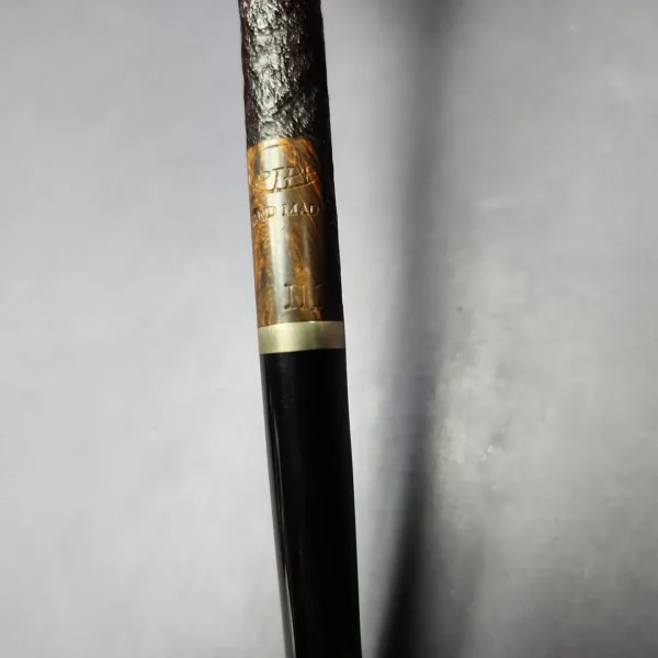 C-Pipe XL Sandblasted Pencil Shank Stack w/ Brass Handmade Briar Pipe, New - Image 3
