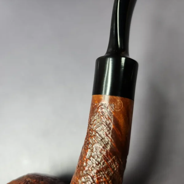 HS Studio Sandblasted Long Shank Apple Estate Briar Pipe, Unsmoked - Image 3